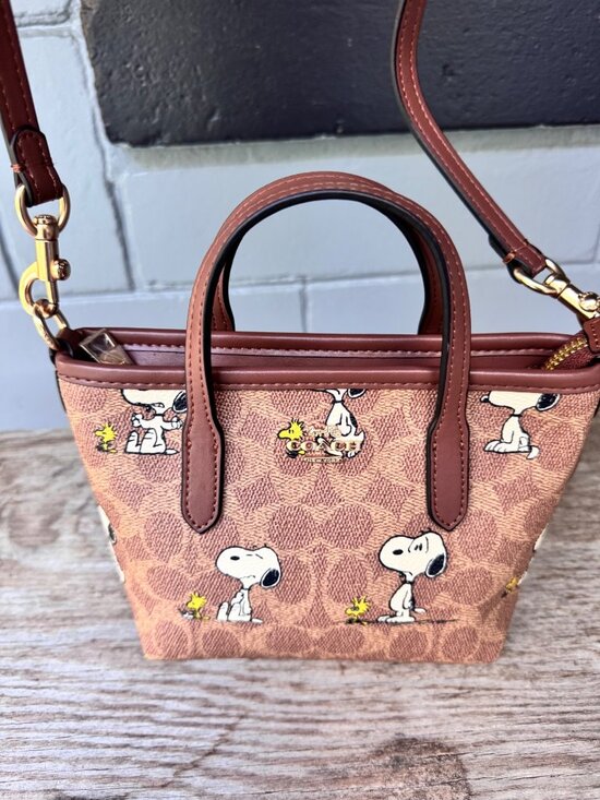Coach Handbags - Coach Peanuts Snoopy Woodstock Mini Satchel Crossbody Signature Canvas Bag